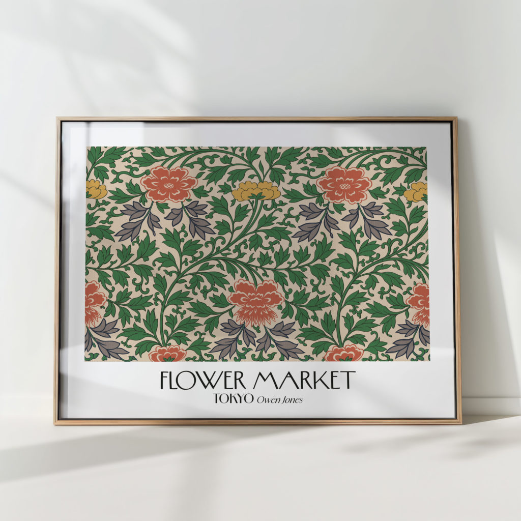 floral pattern art print with lush botanical design