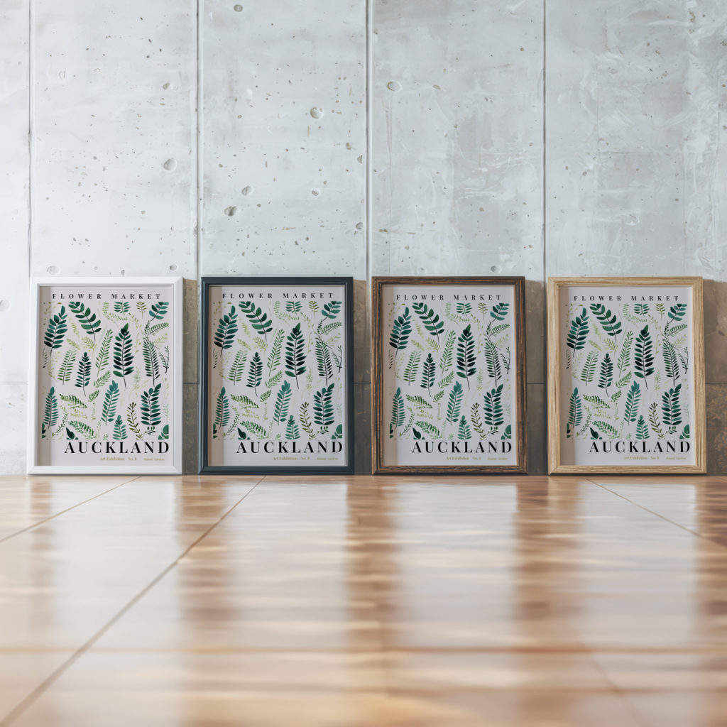 flower market auckland 3x4 framed posters mockup