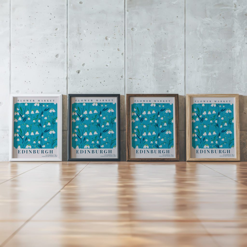 flower market edinburgh 3x4 framed posters mockup