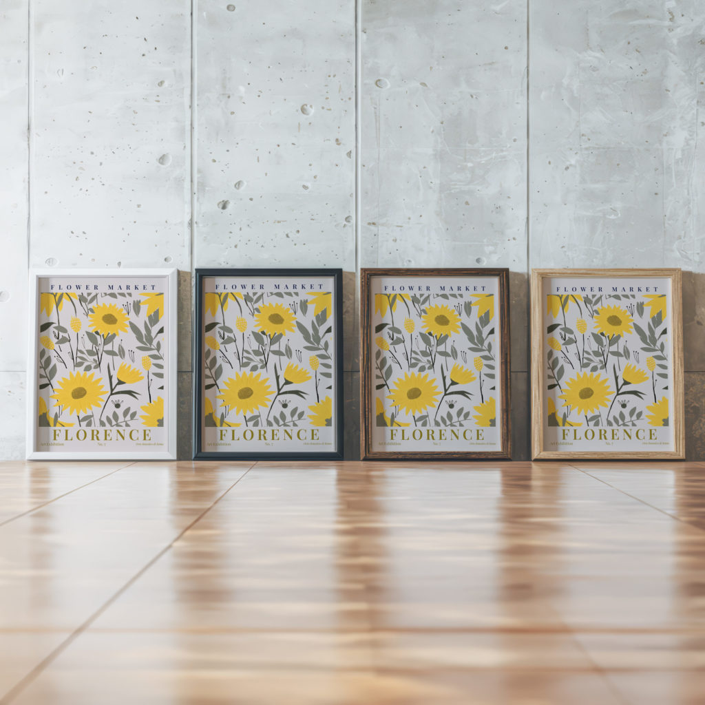 flower market florence 3x4 framed posters mockup