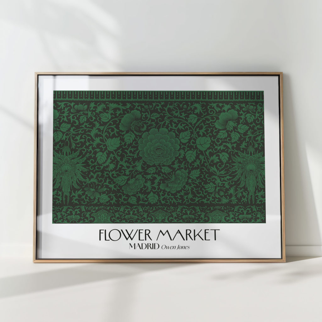 flower market intricate green floral art print