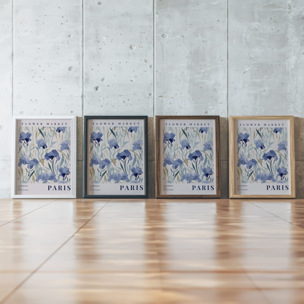 flower market paris 3x4 framed posters mockup