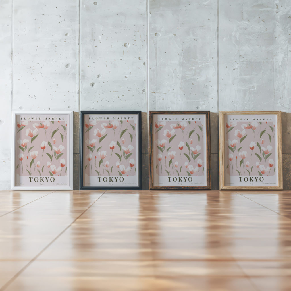 flower market tokyo 3x4 framed posters mockup