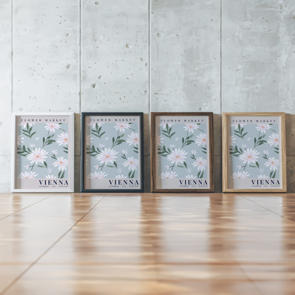 flower market vienna 3x4 framed posters mockup