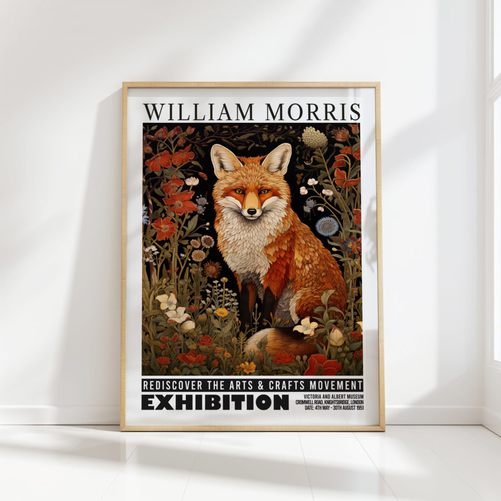 fox william morris print floral poster