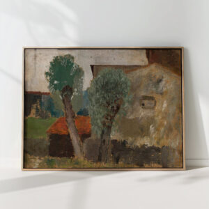 fragment of a house with two trees 1920 tadeusz makowski high quality print
