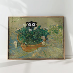 funny van gogh dog print flower poster