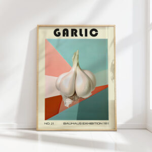 garlic artistic culinary illustration wall print
