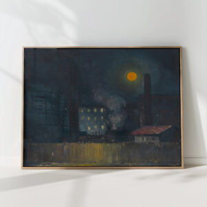 gasworks in moonlight around 1935 karl wiener high quality print