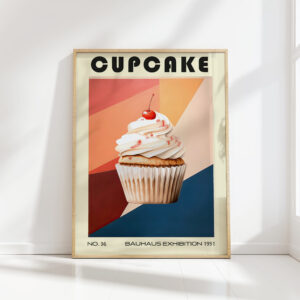 geometric cupcake art print whimsical dessert design