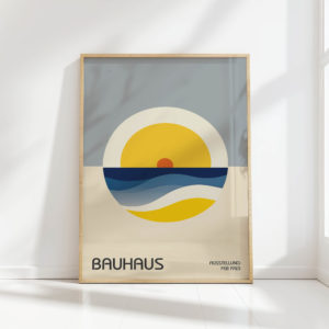 geometric landscape art print sun sea sand