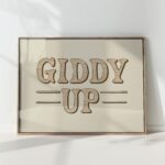 giddy up typography print vintage western style
