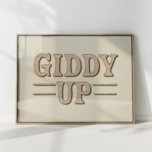 giddy up typography print vintage western style