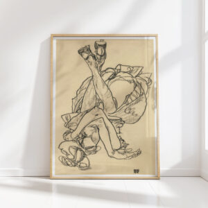 girl lying on her back with crossed arms and legs 1918 egon schiele high quality print