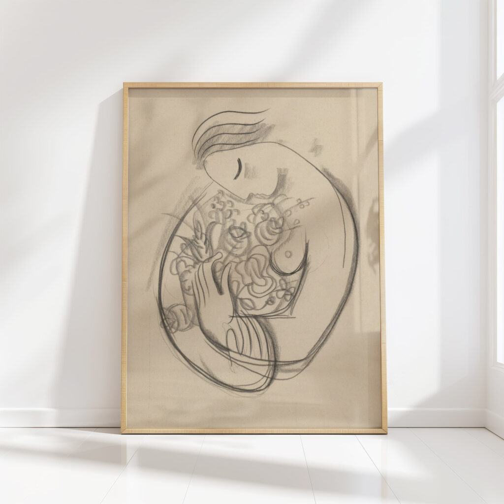 girl with flowers in arms 1938 mikulas galanda high quality print
