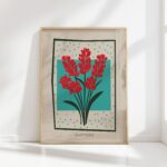gladiolus mid century print vibrant floral art