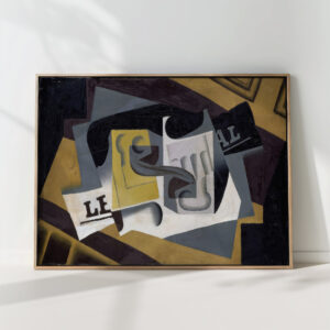 glass and newspaper 1917 juan gris high quality print
