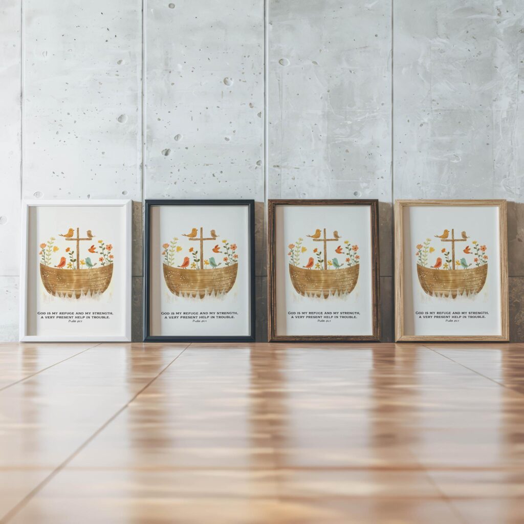 god is our refuge psalm 46 1 framed posters mockup