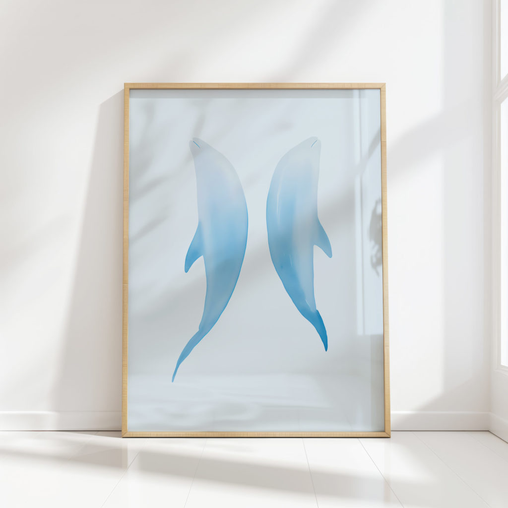 graceful dolphin duo art print for modern decor