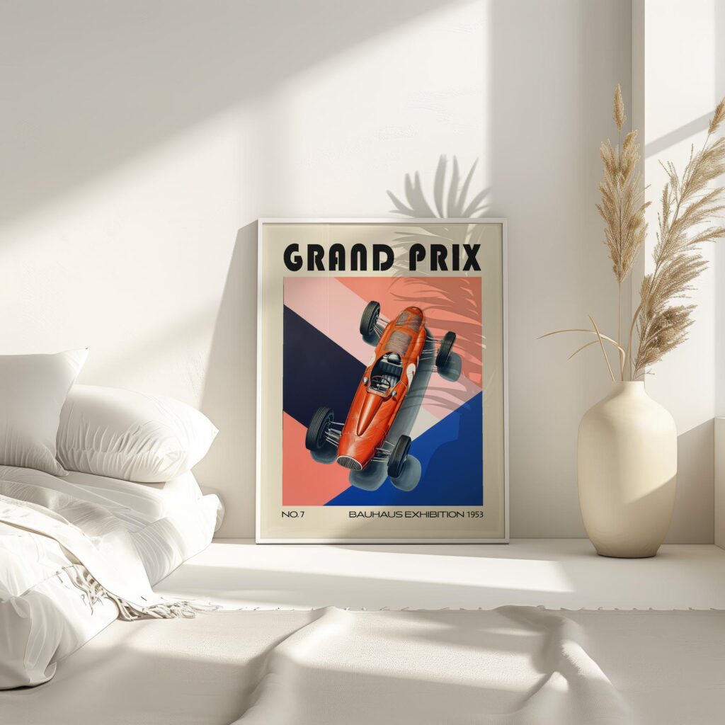 grand prix mid century print racing car design 7