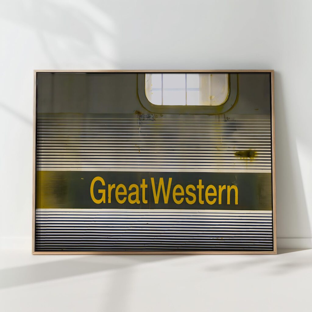 great western vintage train decorative print