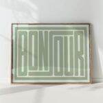 green bonjour typography print modern geometric poster