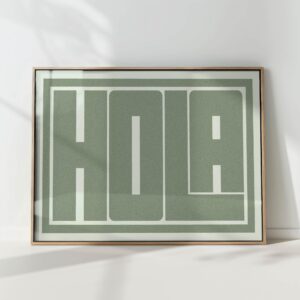 green hola typography print modern geometric poster