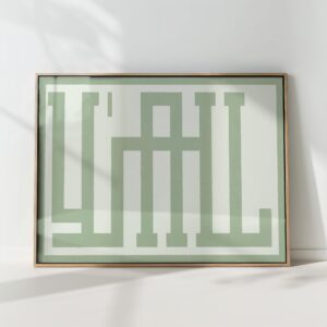 green yall typography poster maximalist geometric poster high quality print