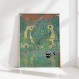 gustav klimt black cat print lake poster