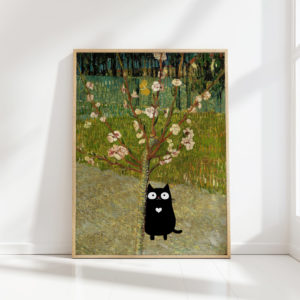 gustav klimt cat print floral blossom tree poster
