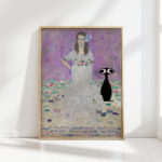 gustav klimt cat print girl fashion poster
