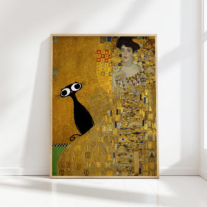 gustav klimt cat print woman in gold fashion poster