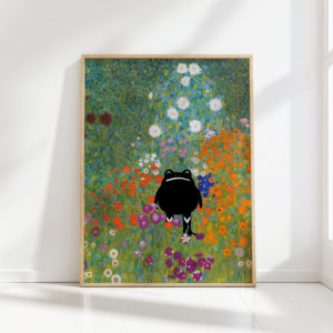 gustav klimt frog print floral poster