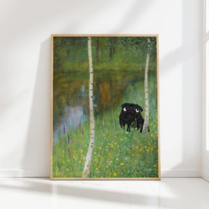gustav klimt pug print floral nature poster