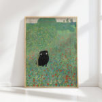 gustav klimt pug print floral poppies poster