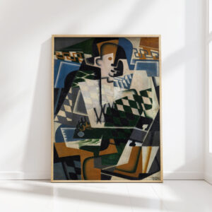 harlequin with a guitar 1917 juan gris high quality print