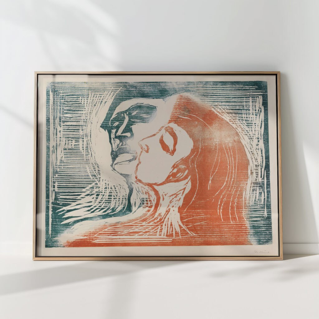 head by head man and woman kissing 1905 edvard munch high quality print