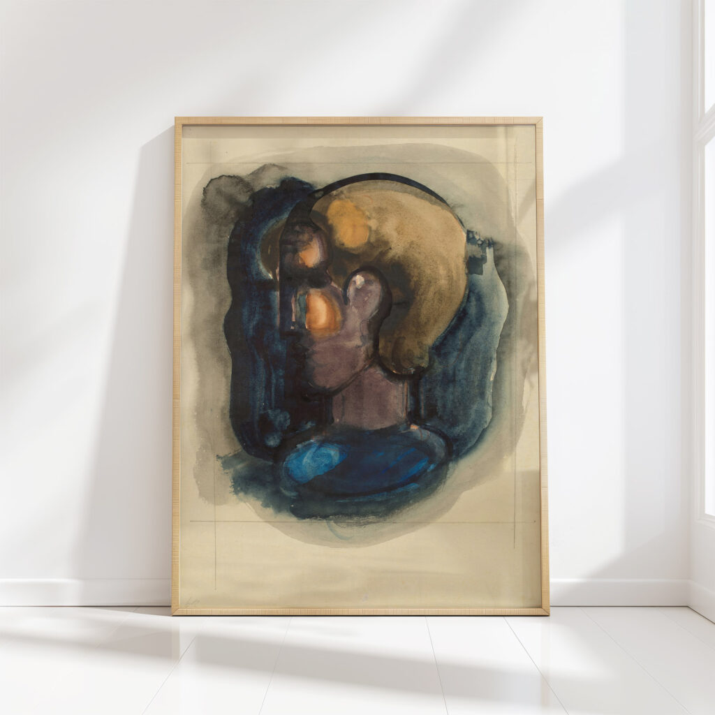 head profile in fleck shapes profilkopf in fleckformen circa 1930 oskar schlemmer high quality print