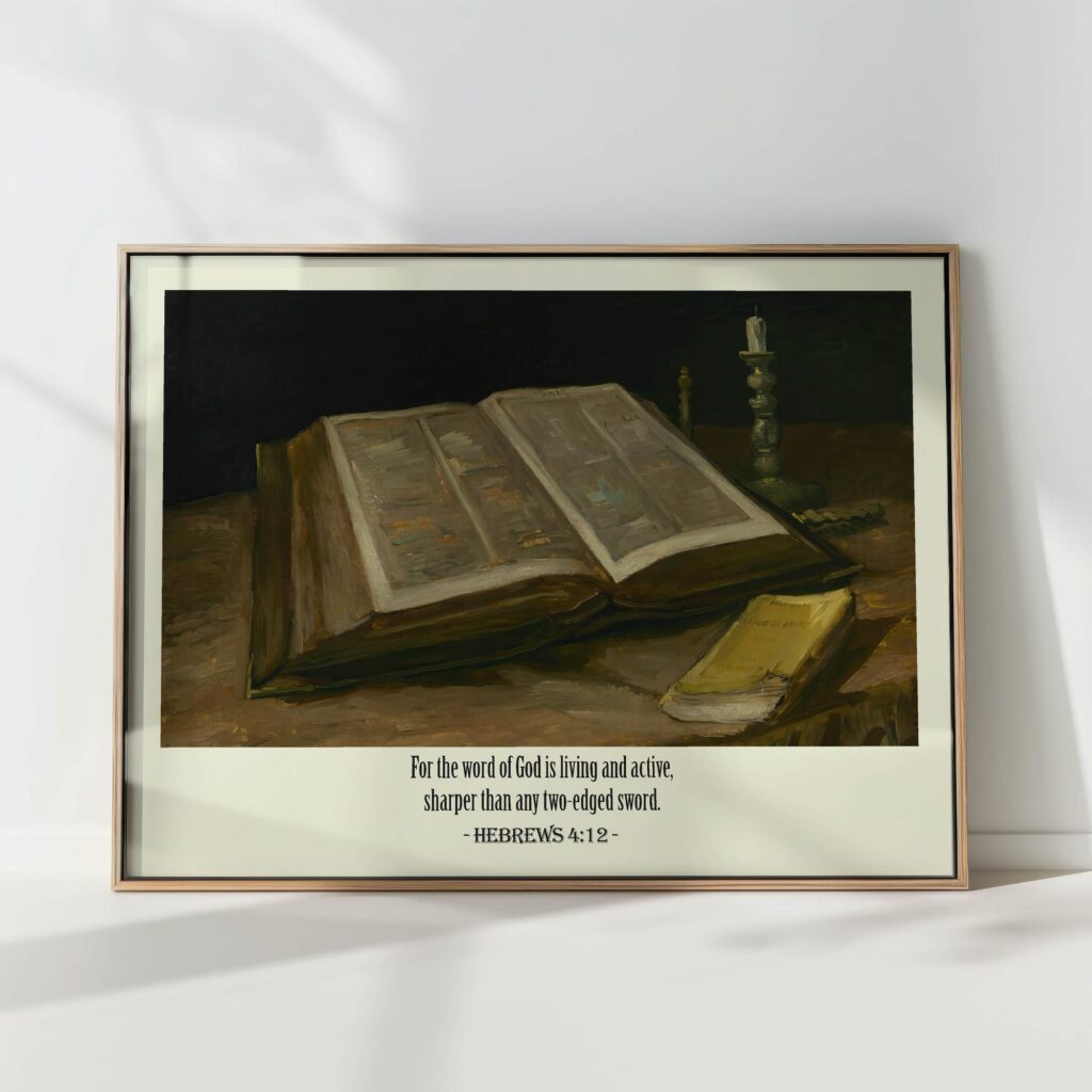 hebrews 412 bible verse christian print
