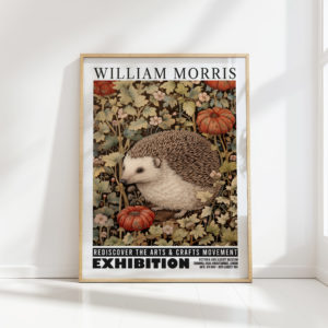 hedgehog william morris print floral poster