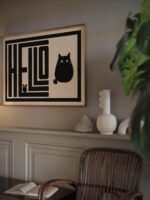 hello cat black 3x4 video mockup