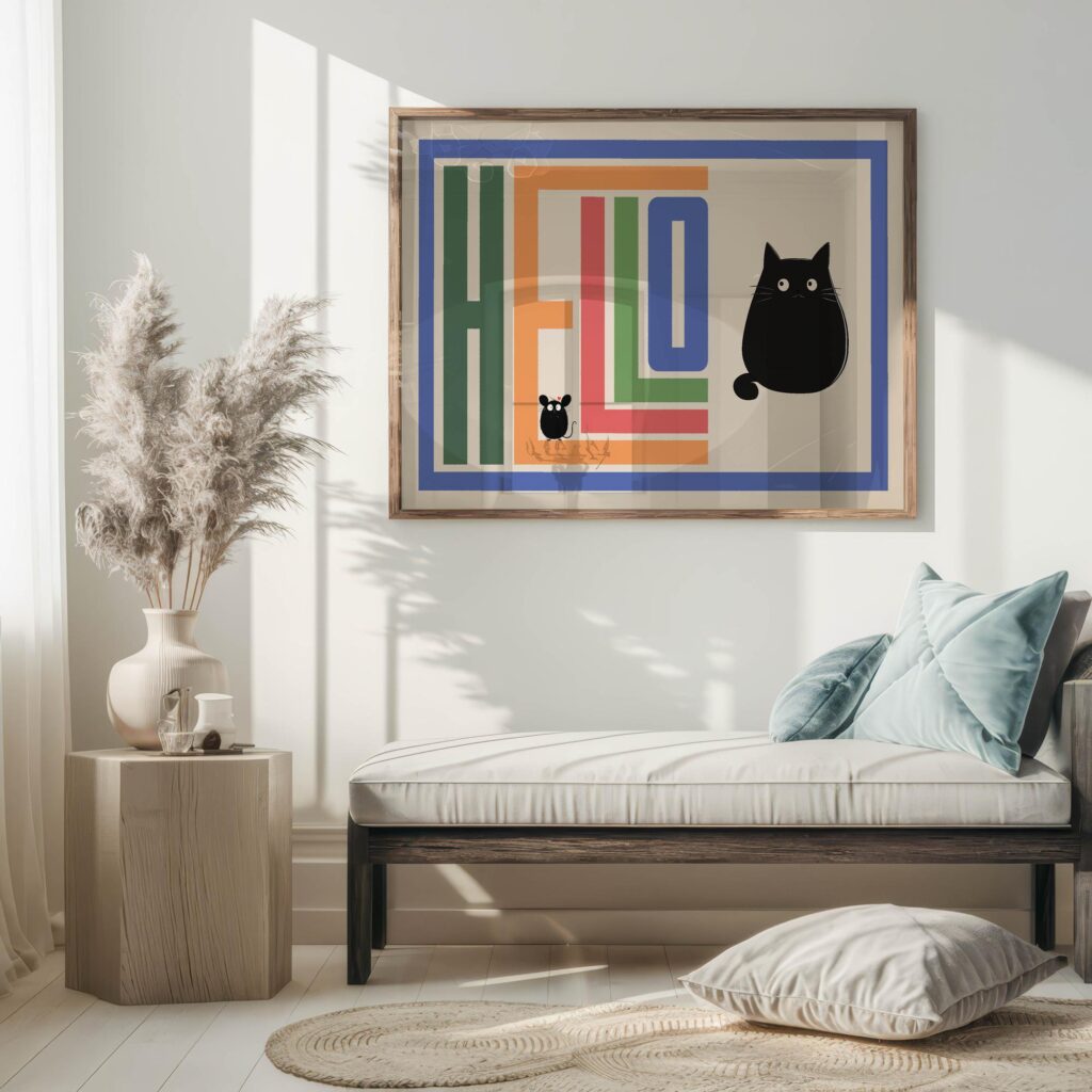 hello cat rainbow 3x4 5 mockup