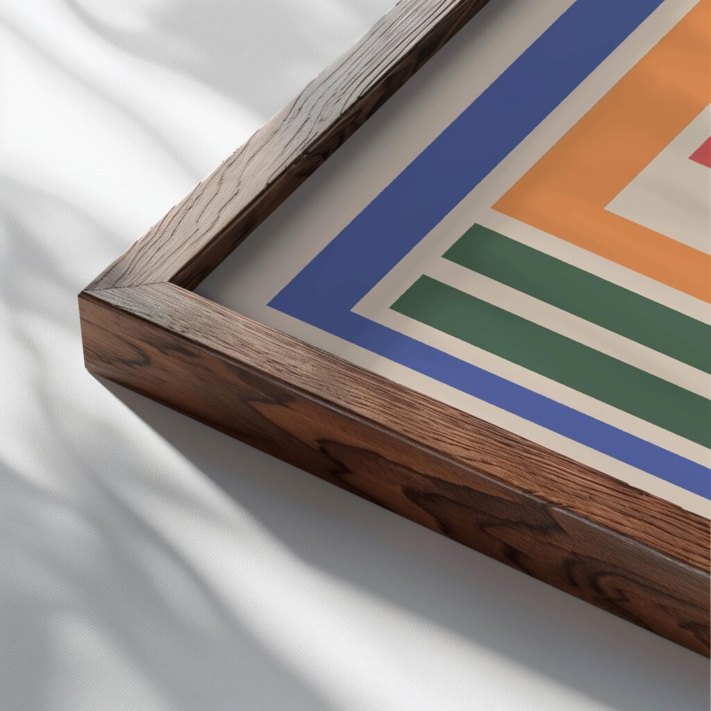 hello cat rainbow 3x4 close up dark wood mockup