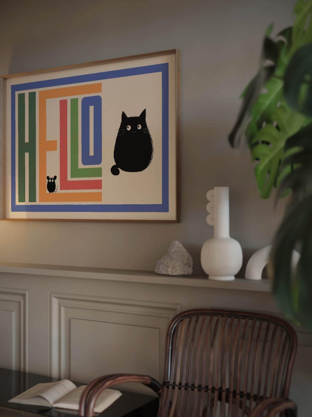 hello cat rainbow 3x4 video mockup