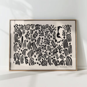 henri matisse print black white la perruche et la sirene floral poster