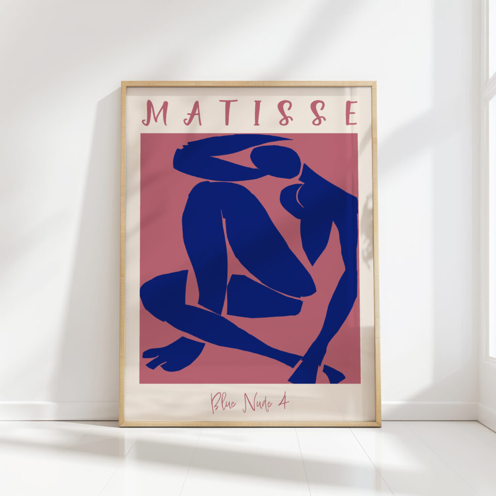 henri matisse print blue nude iv pink background