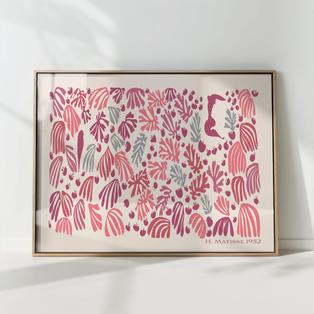 henri matisse print pink la perruche et la sirene floral poster