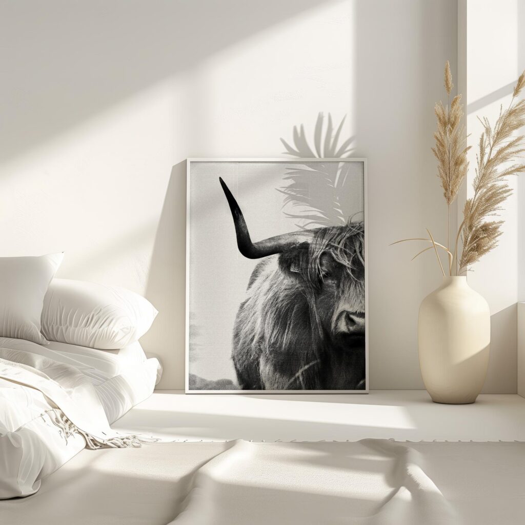 highland cattle western art textured 3x4 4 mockup