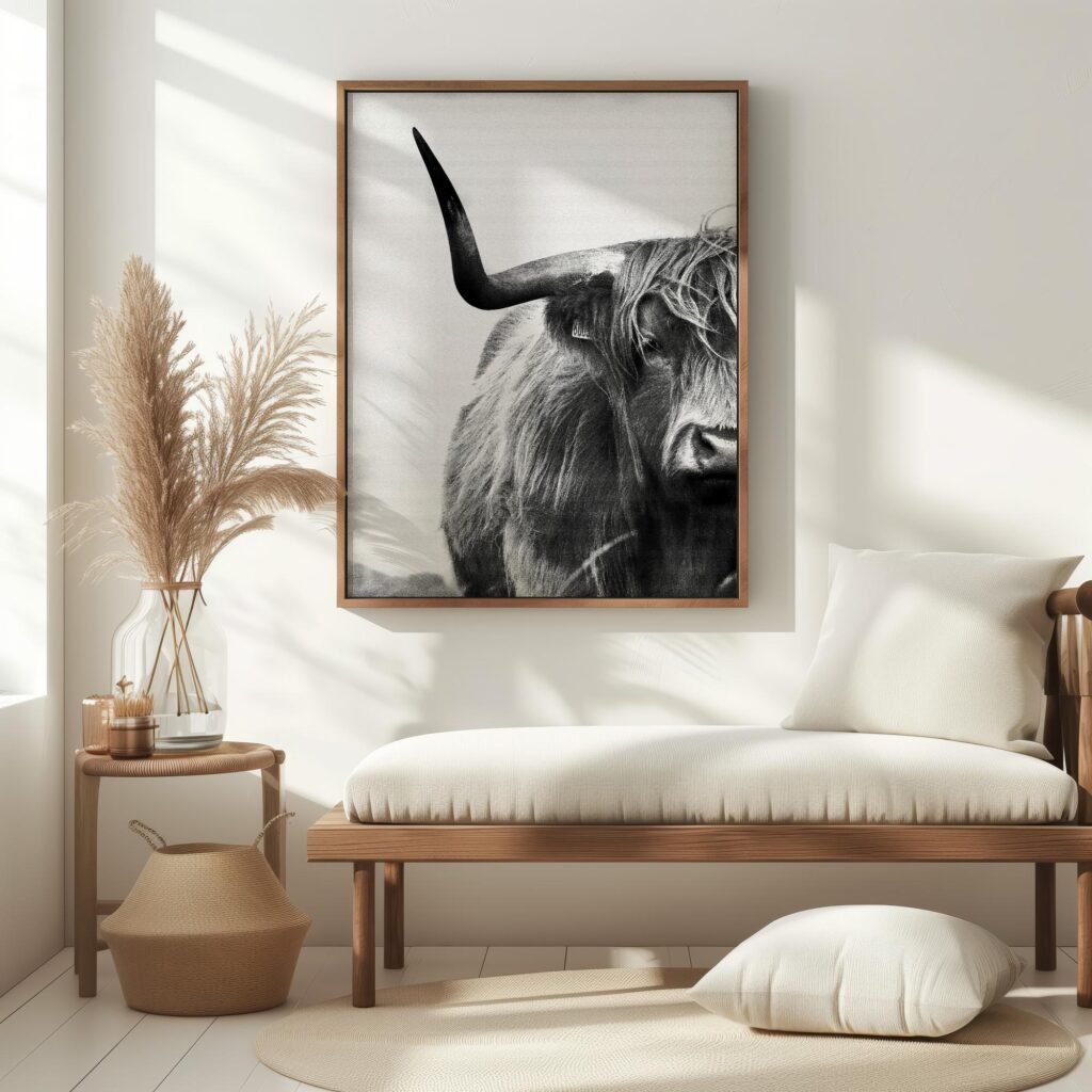 highland cattle western art textured 3x4 5 mockup