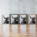highland cattle western art textured 3x4 framed posters mockup